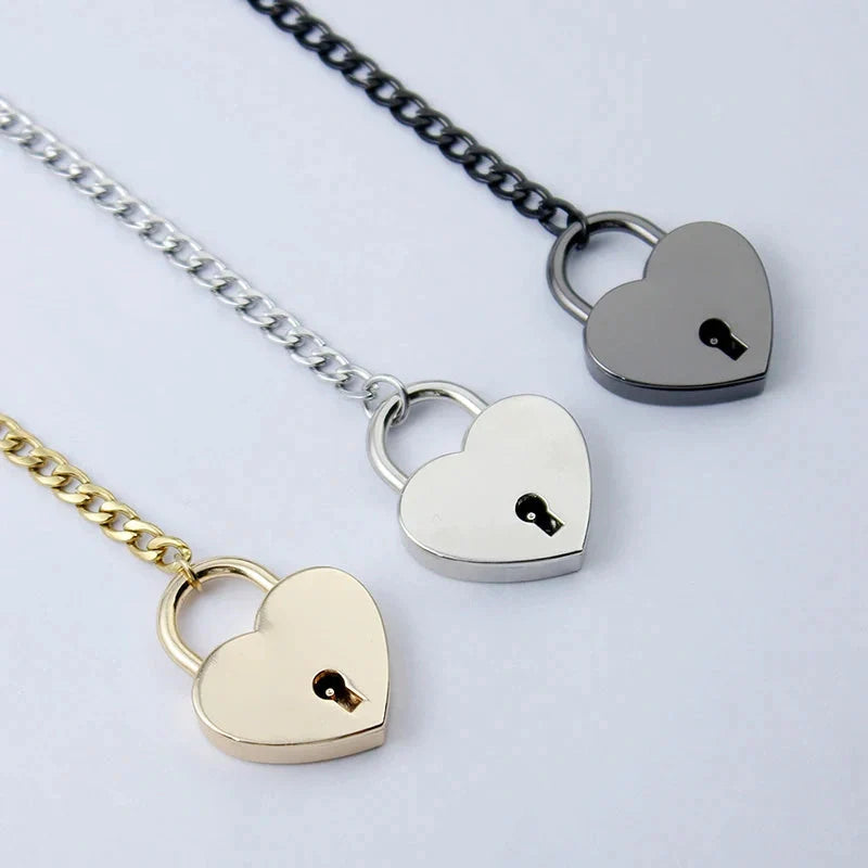 Adjustable heart-shaped O-ring slip chain necklace in alloy