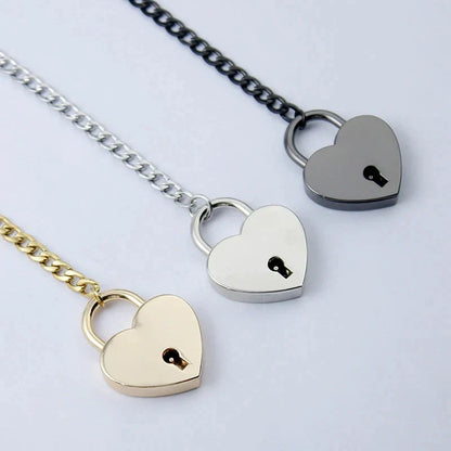 Adjustable heart-shaped O-ring slip chain necklace in alloy