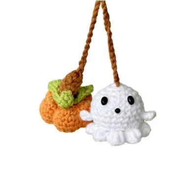 Plush hand-woven car hanging ornament with Halloween cartoon character design