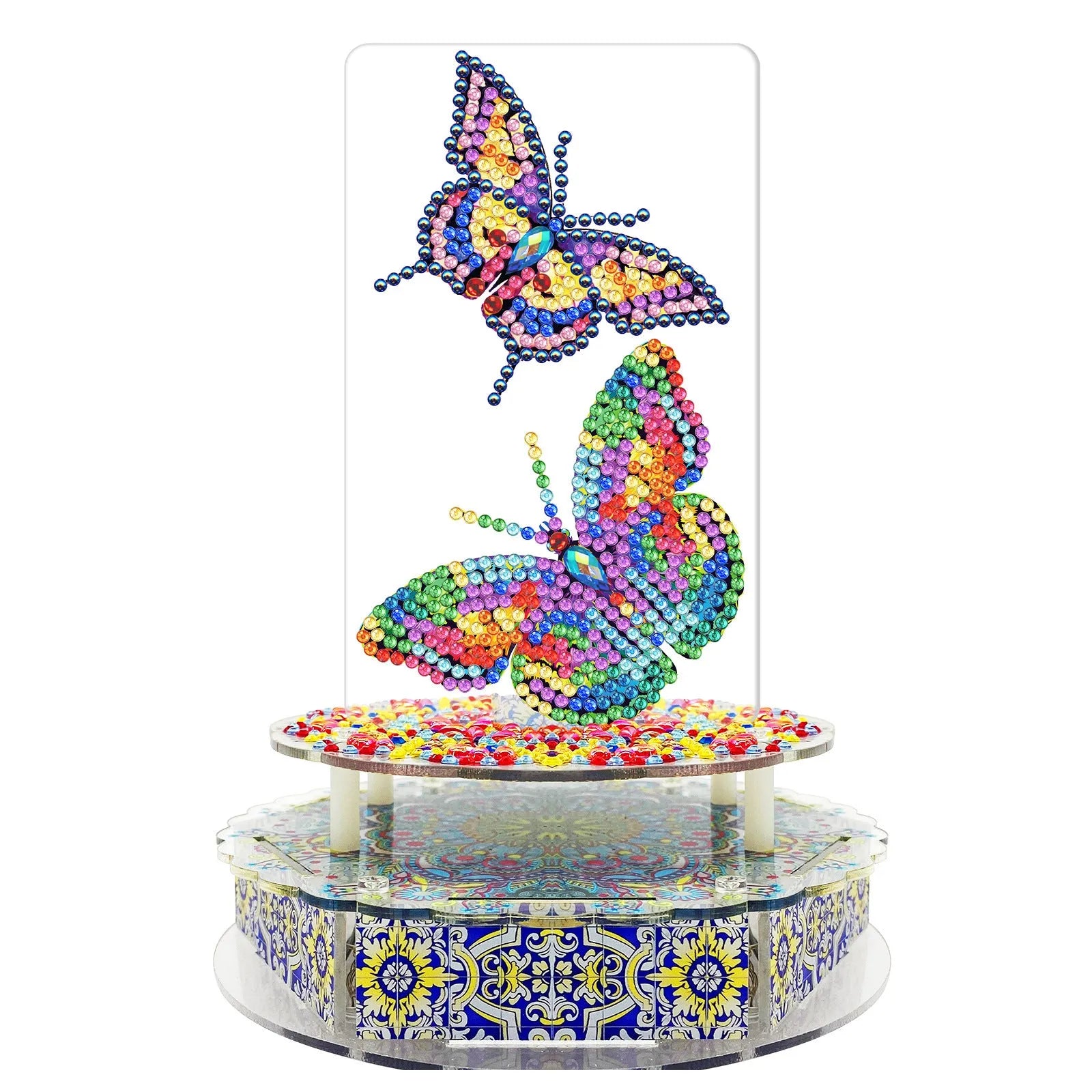 Handmade DIY diamond painting music box kit with light string and assembly tools for Halloween and Easter decoration