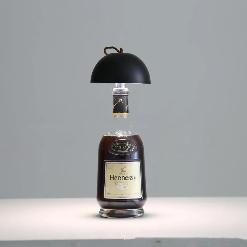 Plug-in wine bottle table lamp with three-colour dimming, PS body, 3W 5V, 113x125mm, in white, black, grey or gold oxide