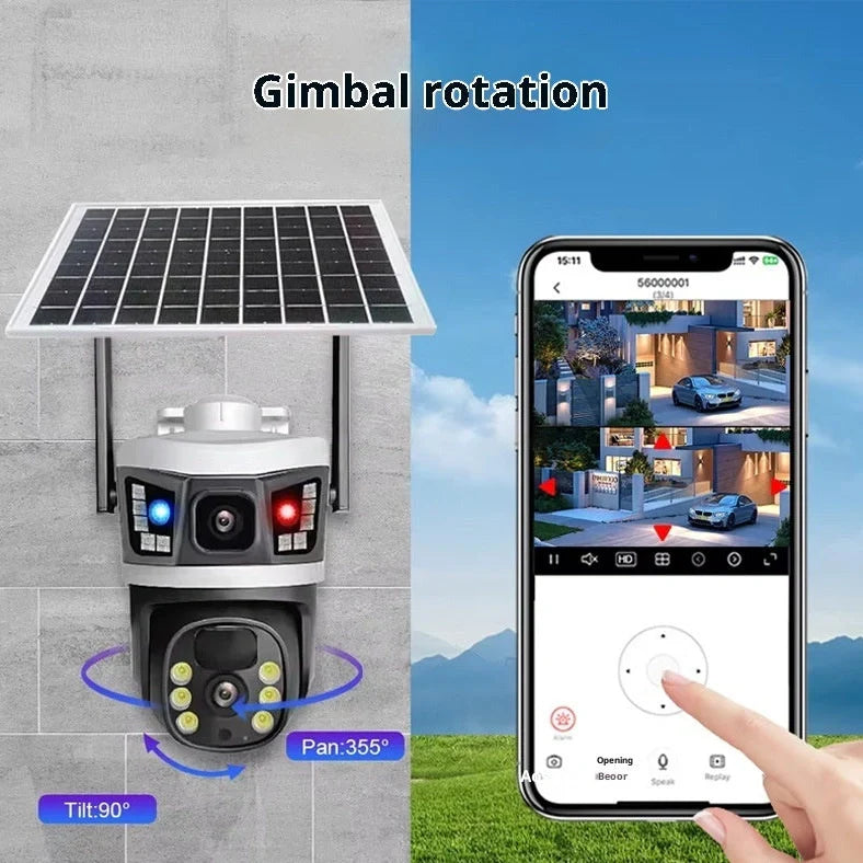 10x zoom monitoring camera ball machine with solar panel and compact 2.5-inch design