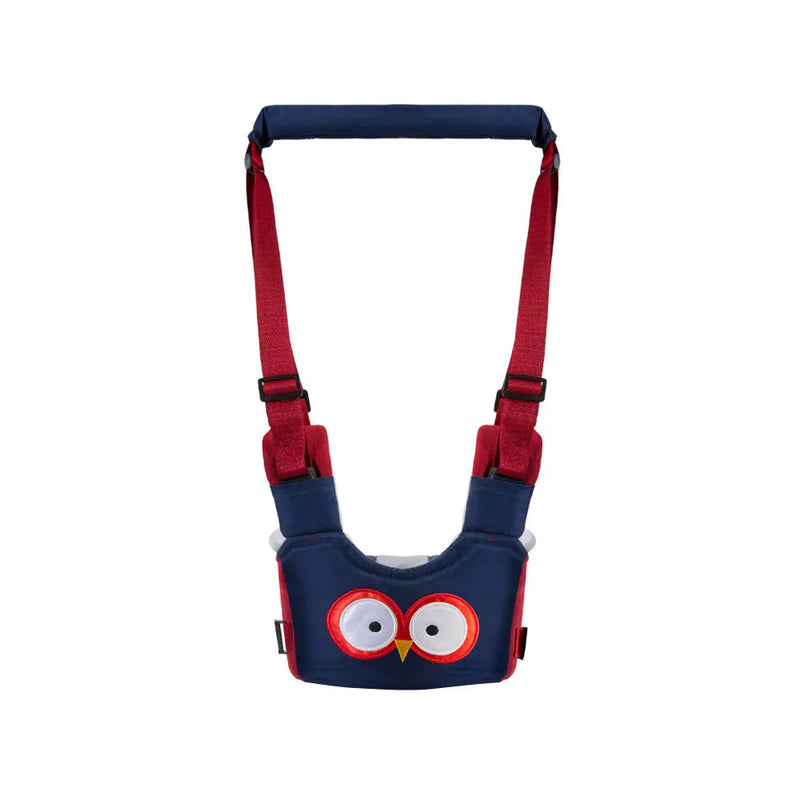 Baby walking harness belt with adjustable lift and pull functions to reduce back strain from bending, available in multiple colours and sizes for toddlers learning to walk.