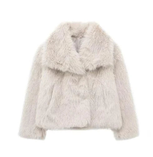 Cozy and stylish plush winter coat for women in various colors and sizes