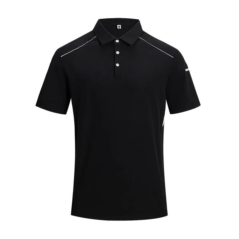Man wearing a solid colour quick-dry work shirt with short sleeves and ice feeling technology.