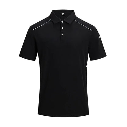 Man wearing a solid colour quick-dry work shirt with short sleeves and ice feeling technology.