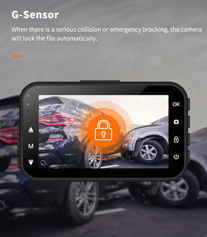ThiEYE front and rear dash cam system with 3-inch screen showing dual camera views