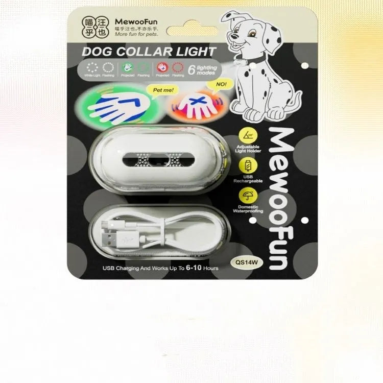 Rechargeable LED dog luminous collar with hanging lamp ring in four colour options
