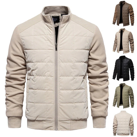 Men's Winter Stand Collar Stitched Zipper Jacket in various colours