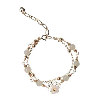 Yellow gold electroplated copper butterfly bracelet with geometric shapes for women