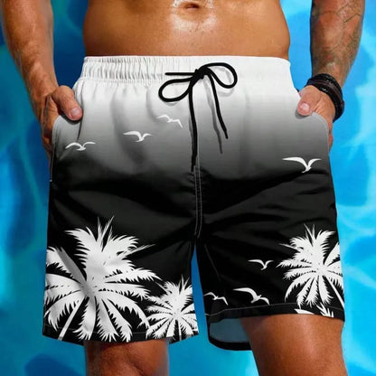 Men's ethnic style swimming trunks with loose board fit in polyester fabric