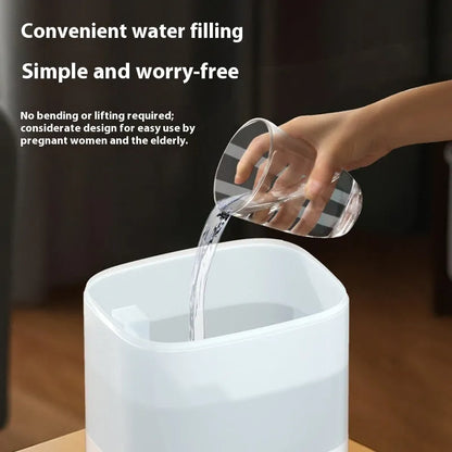White plastic 2L humidifier with dual spouts, USB port, and night light