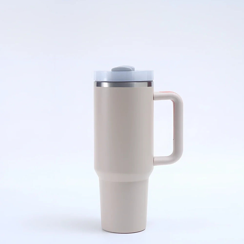 304 stainless steel vacuum cup with double-wall insulation showing 40oz capacity and 26cm height dimensions