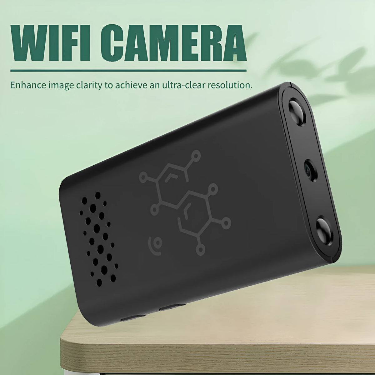 Black indoor WiFi security camera with 1080p HD video for baby monitoring and home security