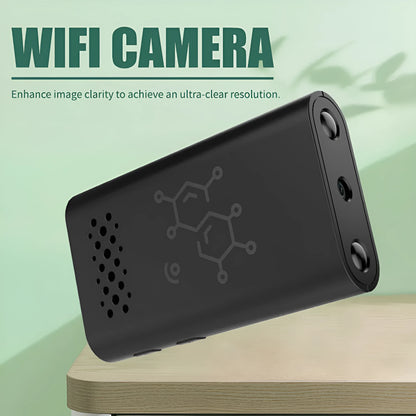 Black indoor WiFi security camera with 1080p HD video for baby monitoring and home security