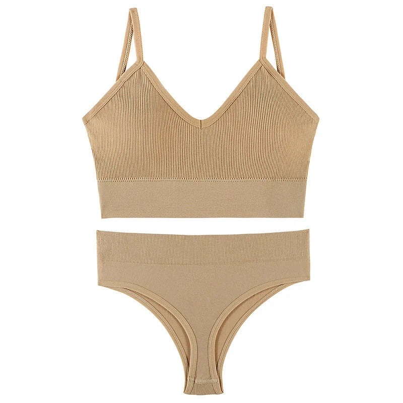 Women's Wireless Push-up Bra Set with French Triangle Cup in various colors and sizes