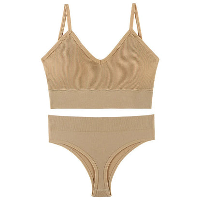 Women's Wireless Push-up Bra Set with French Triangle Cup in various colors and sizes