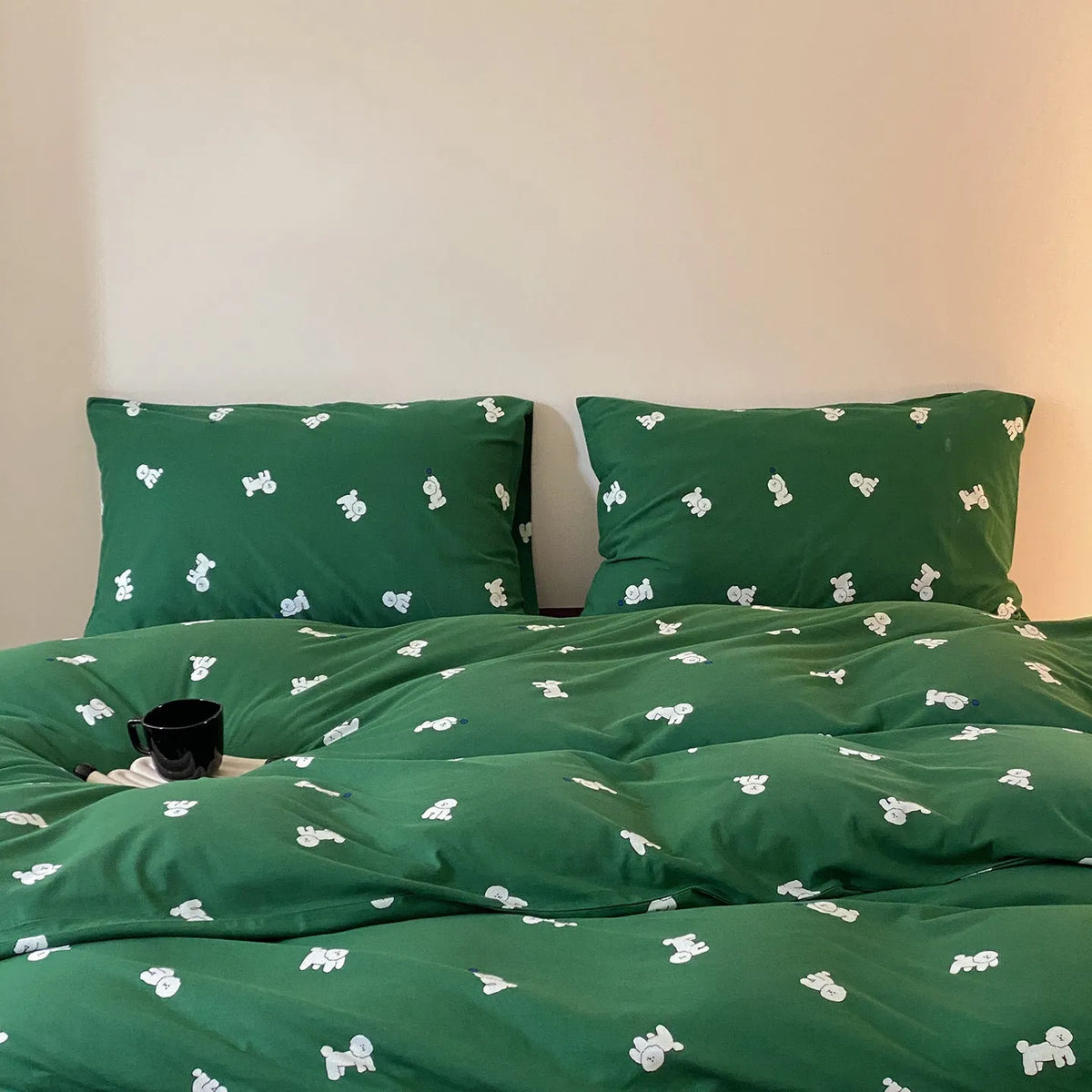 Pure cotton printed bedding set with quilt cover, sheet, and pillowcases in 1.2m to 2.0m sizes