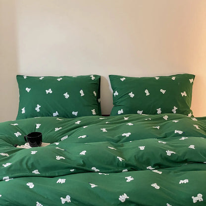 Pure cotton printed bedding set with quilt cover, sheet, and pillowcases in 1.2m to 2.0m sizes