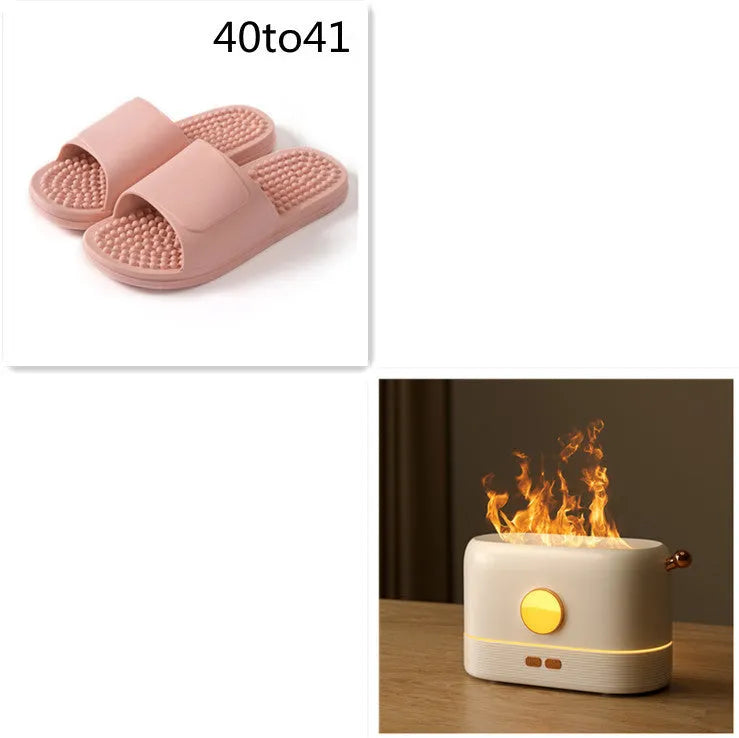 USB desktop humidifier with simulated flame effect and aroma diffusion functionality