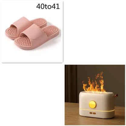 USB desktop humidifier with simulated flame effect and aroma diffusion functionality