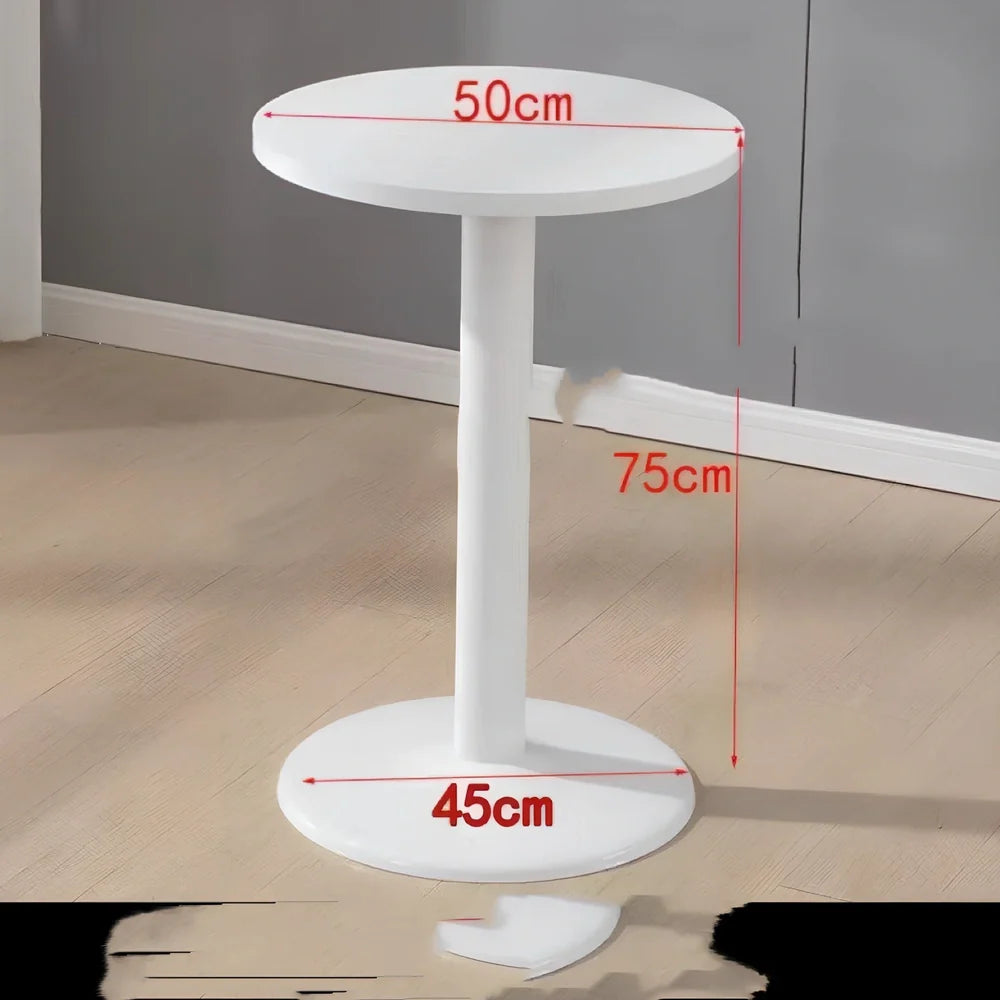 Scandinavian style conference table with folding chairs in white finish, 60cm diameter
