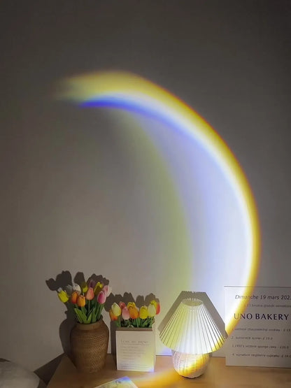 INS USB moon lamp projector with Scandinavian design showing 360° rotation and atmospheric lighting projection