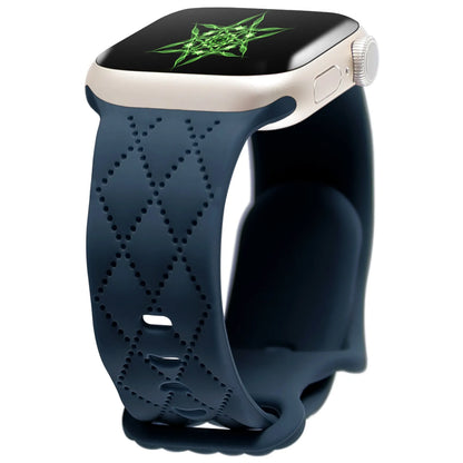 Silicone Apple Watch strap with butterfly buckle, shown in black, 38/40/41mm size