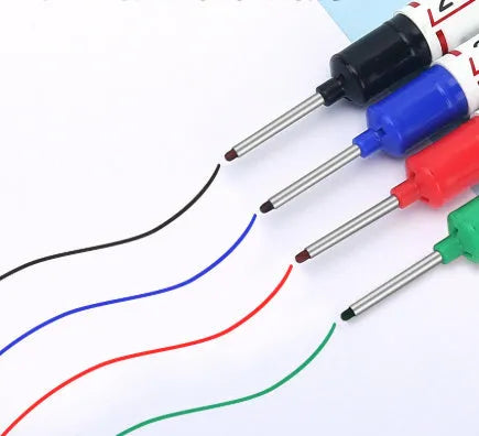 Waterproof quick-drying marker pens with 20mm long pen head in black, red and blue, pack of 10