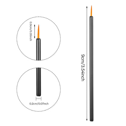 Pack of 100 black-handled disposable eyeliner brushes with ultra-fine tips and clear plastic sleeves.