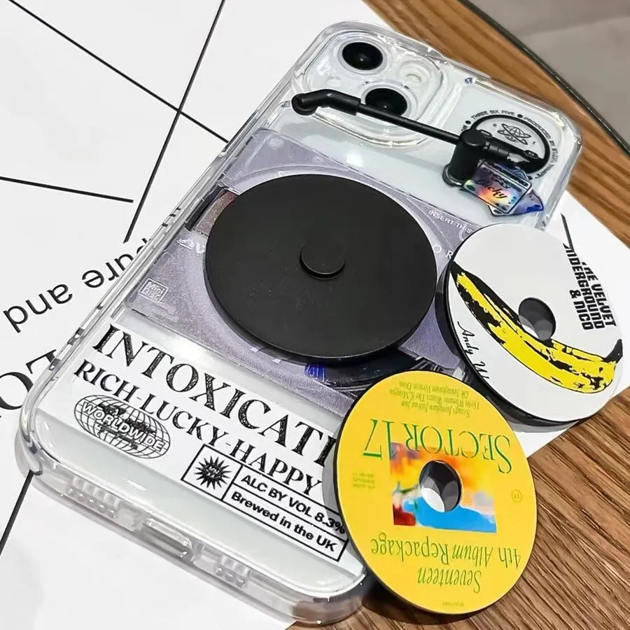 Vinyl radio iPhone case in TPU silicone with two random records and shockproof anti-fingerprint functions