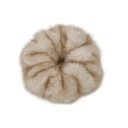 Large intestine coil hair band in mink-like waterproof fabric on a white background.
