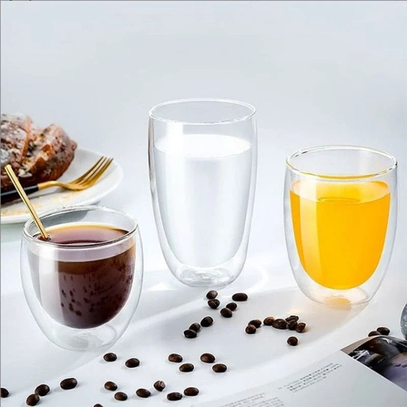 Egg-shaped double-layer insulated glass cup for water, beer, and coffee