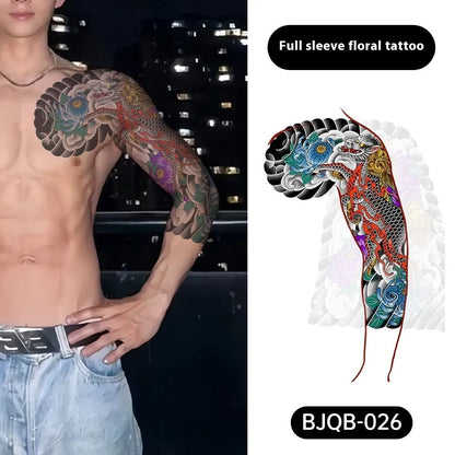 Retro traditional simulation flower arm body sticker sheet, 520mm x 370mm, transfer printing, BJQB pattern options