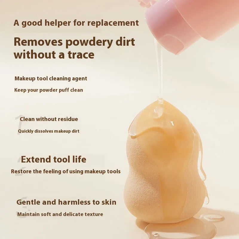Makeup brush cleaner set with 80ml detergent and 75ml no-rinse spray for beauty blenders