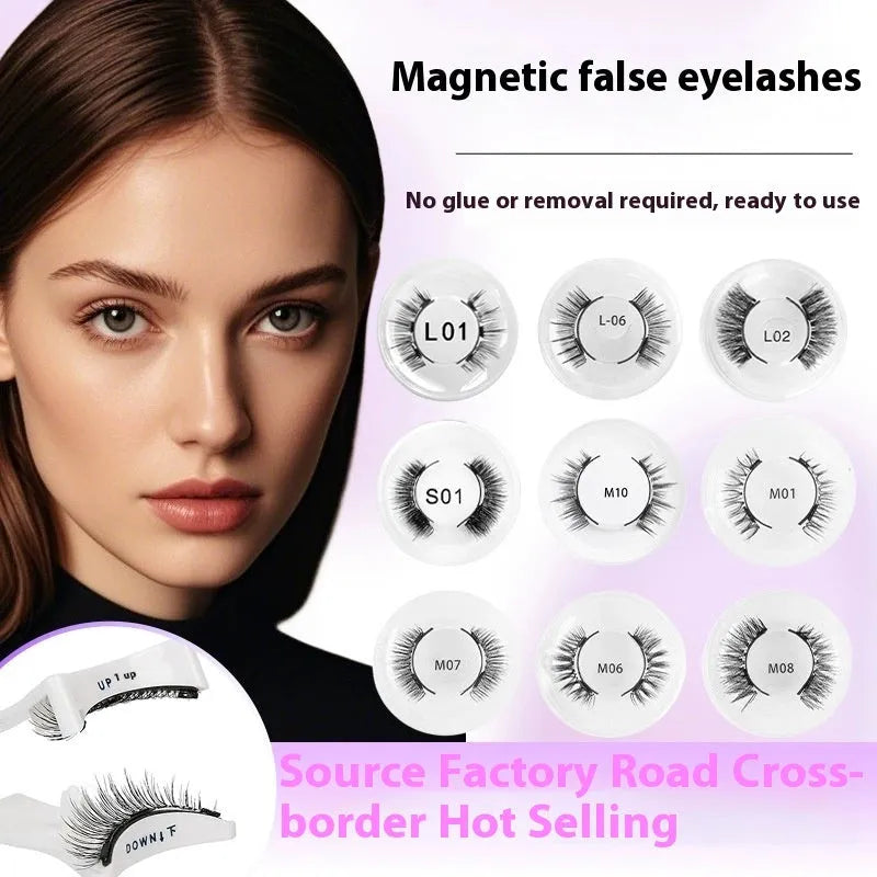 Magnetic suction false eyelashes with integrated soap holder, glue-free artificial fibre, 50g set, 75x75x25mm