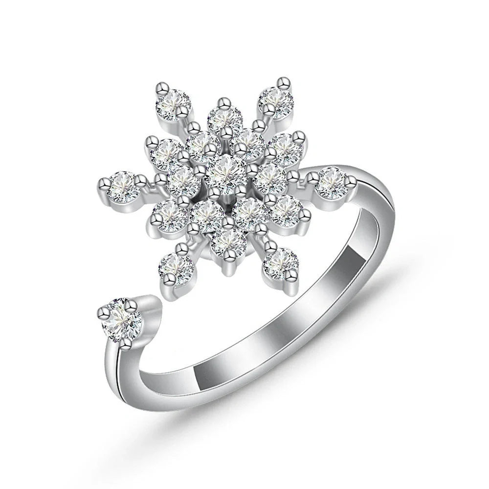 Women's adjustable rotatable butterfly ring with zircon inlay, available in multiple designs