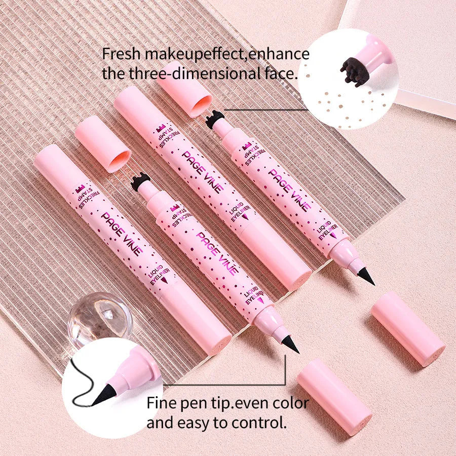 Natural freckle pen and eyeliner with double-headed design and cosmetic brush