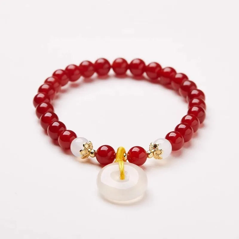 Handmade natural gemstone bracelet with safety buckle and peace clasp beads in Chinese style