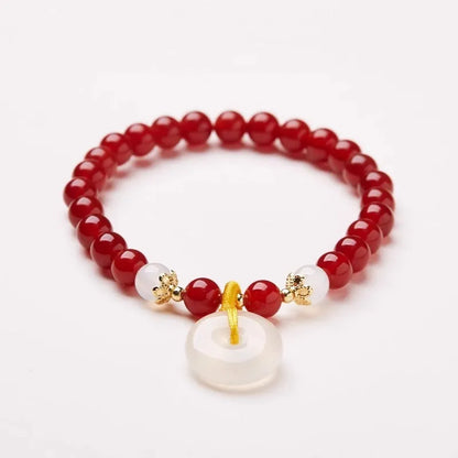 Handmade natural gemstone bracelet with safety buckle and peace clasp beads in Chinese style
