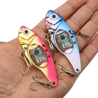 Blue and red Metal Vib electronic fishing lure with luminous metal finish
