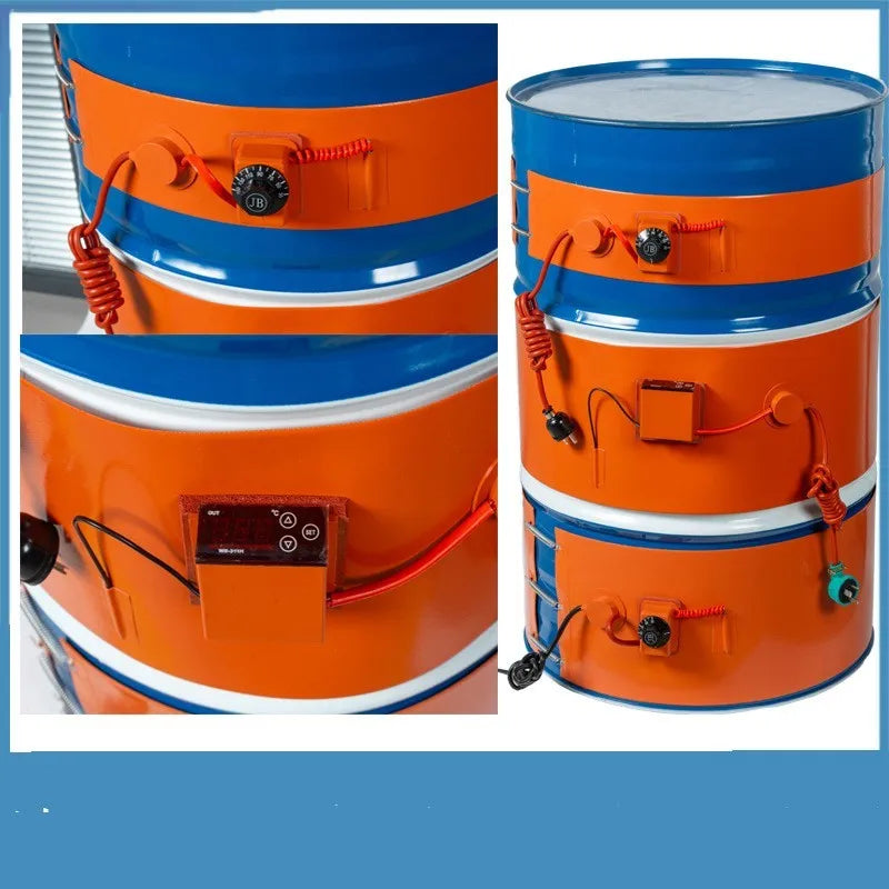 Silicone rubber heating belt for 200-litre oil drum industrial heating insulation barrel heater with digital display or knob control options 1000W 2000W 3000W power output