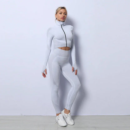 Premium seamless yoga and fitness set for women in vibrant colors