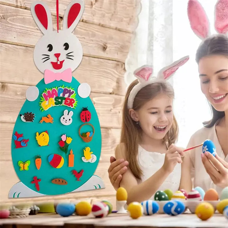 DIY Felt Bunny Pendants with detachable alphabet Easter ornaments for creative play