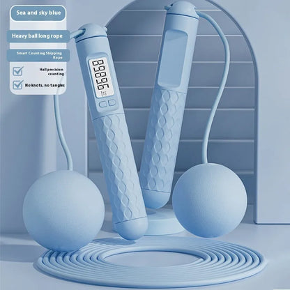 Skipping rope with bearings in various colours like black long shoelace or green cordless, made from ABS plastic for fitness use.