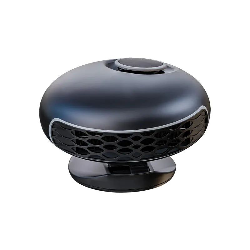 Black car defrost heater with ABS housing and long cable for 12V or 24V vehicle systems