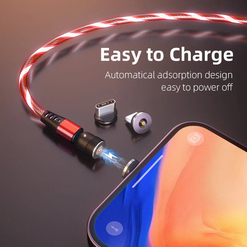 540 Rotate Luminous Magnetic Cable with LED lights and fast charging
