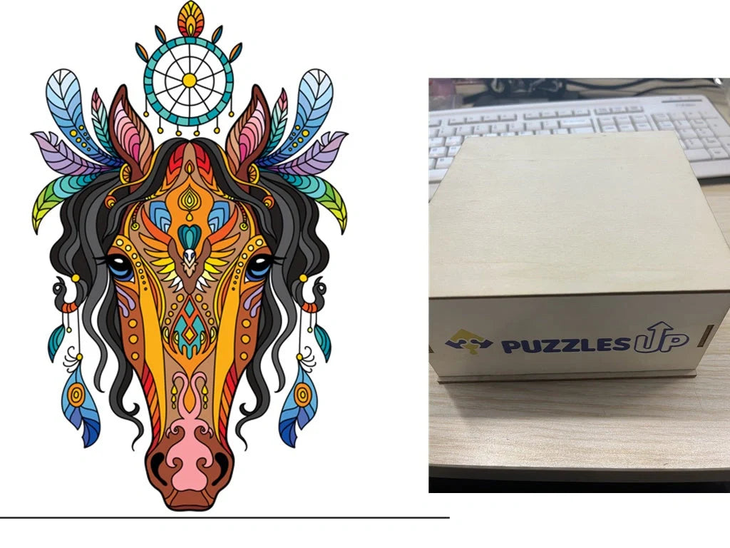 Animal Puzzle Set in A3 size with wooden storage box, vibrant animal designs for educational fun
