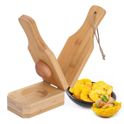 Wooden manual banana grinder kitchen gadget with crank mechanism