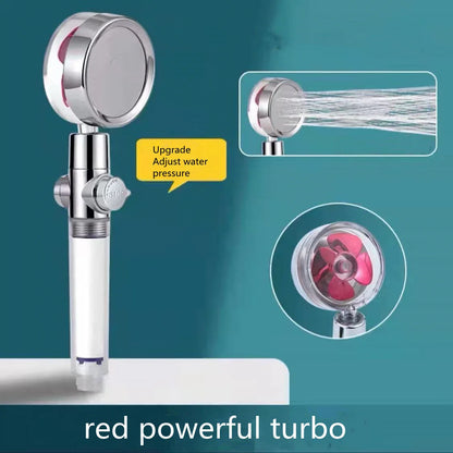 360° Rotating Shower Head with Built-In Fan - Premium ABS Plastic Construction, Water-Saving High-Pressure Spray